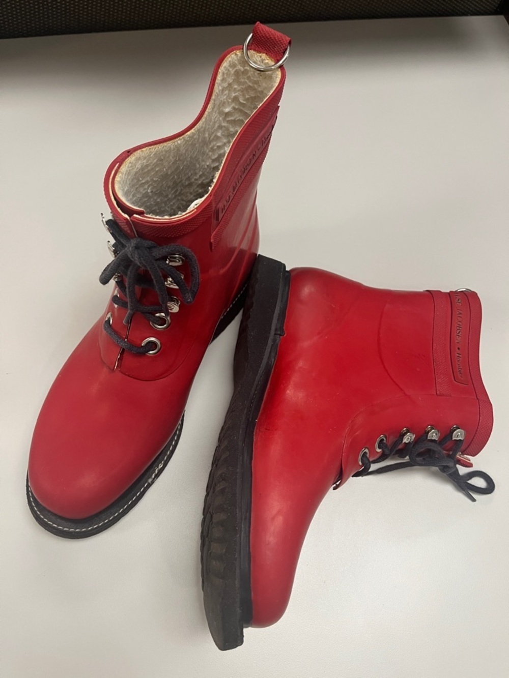 Ilse Jacobsen Hornbaek Red Lace-Up Rubber Rain Boots size 40